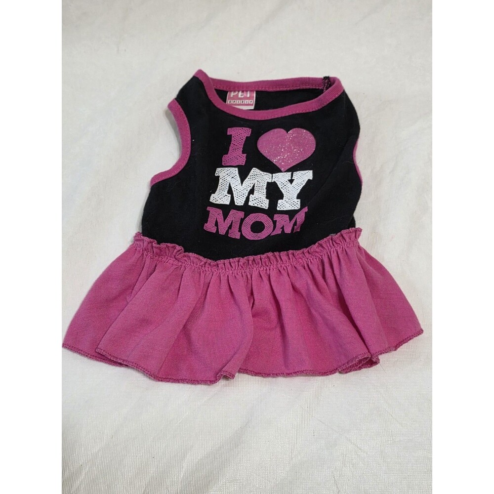 Pet Spirit 'I Heart My Mom' Pink and Black Dog Dress Size Small
